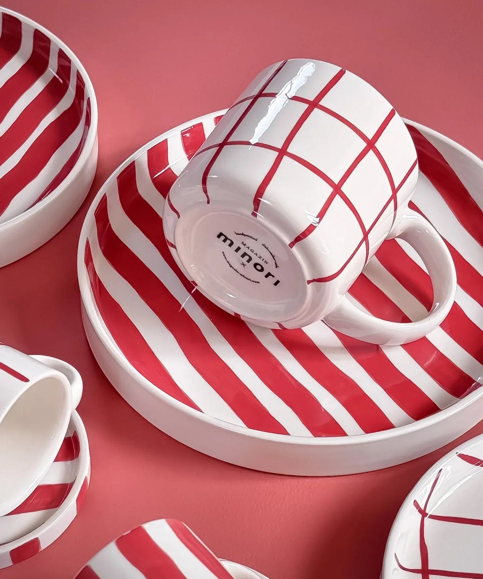 Magazin Minori - STRIPES Tasse (300 ml) • tramonto red - ROSA ECK Concept Store