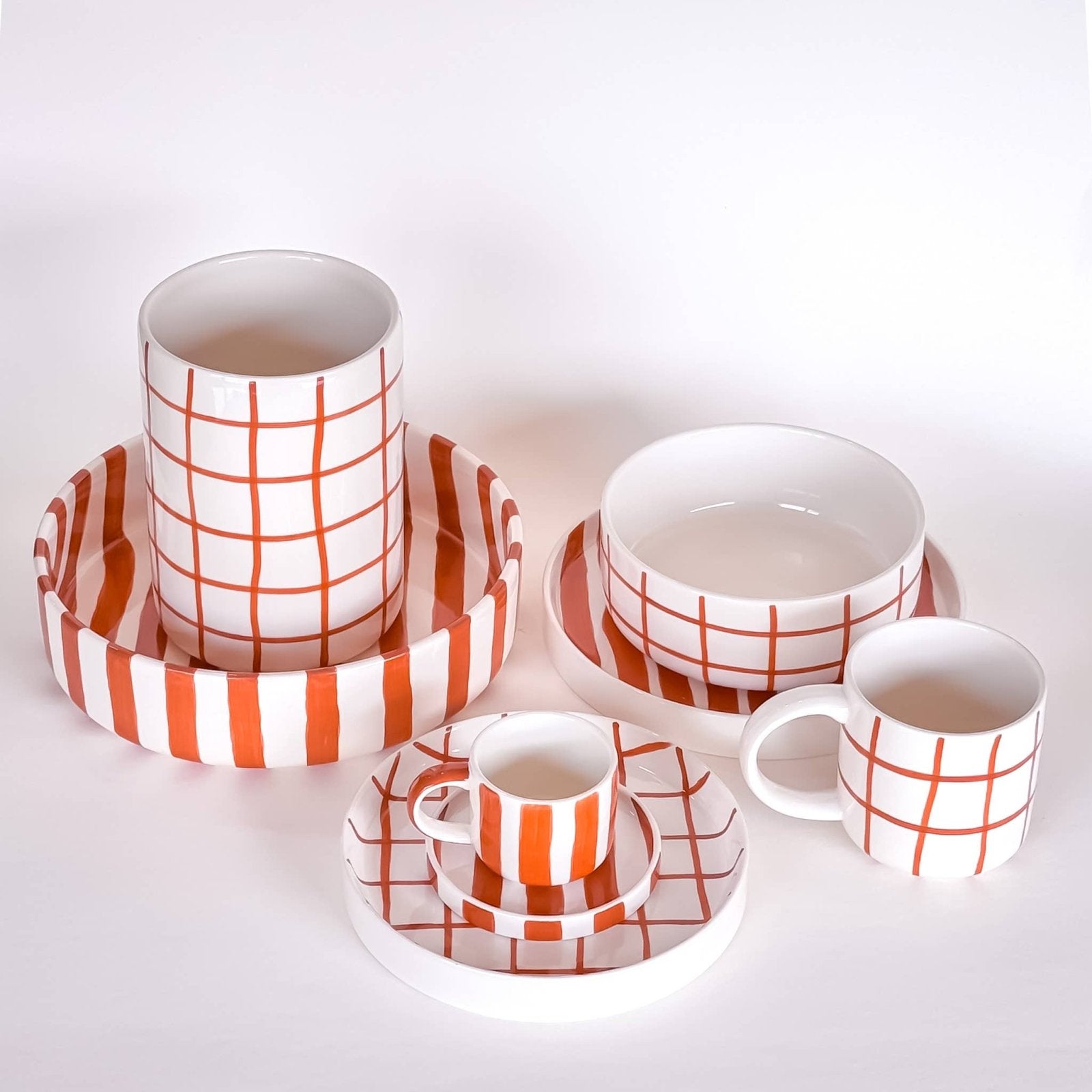 Magazin Minori - STRIPES Tasse mit Streifen • Terracotta Orange - Kaffee - und Teetasse - ROSA ECK