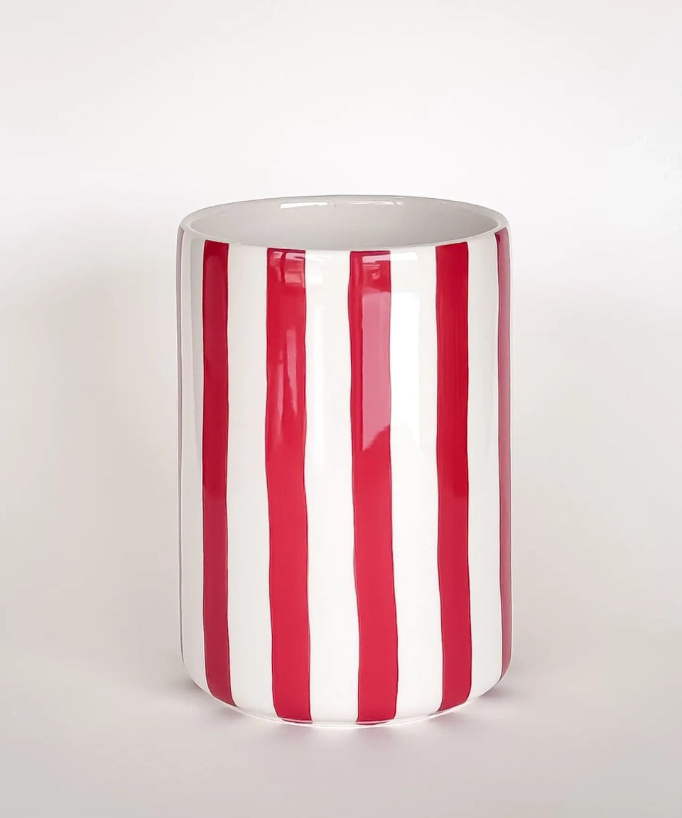 Magazin Minori - STRIPES Vase mit Streifen • tramonto red - Vase - ROSA ECK Concept Store