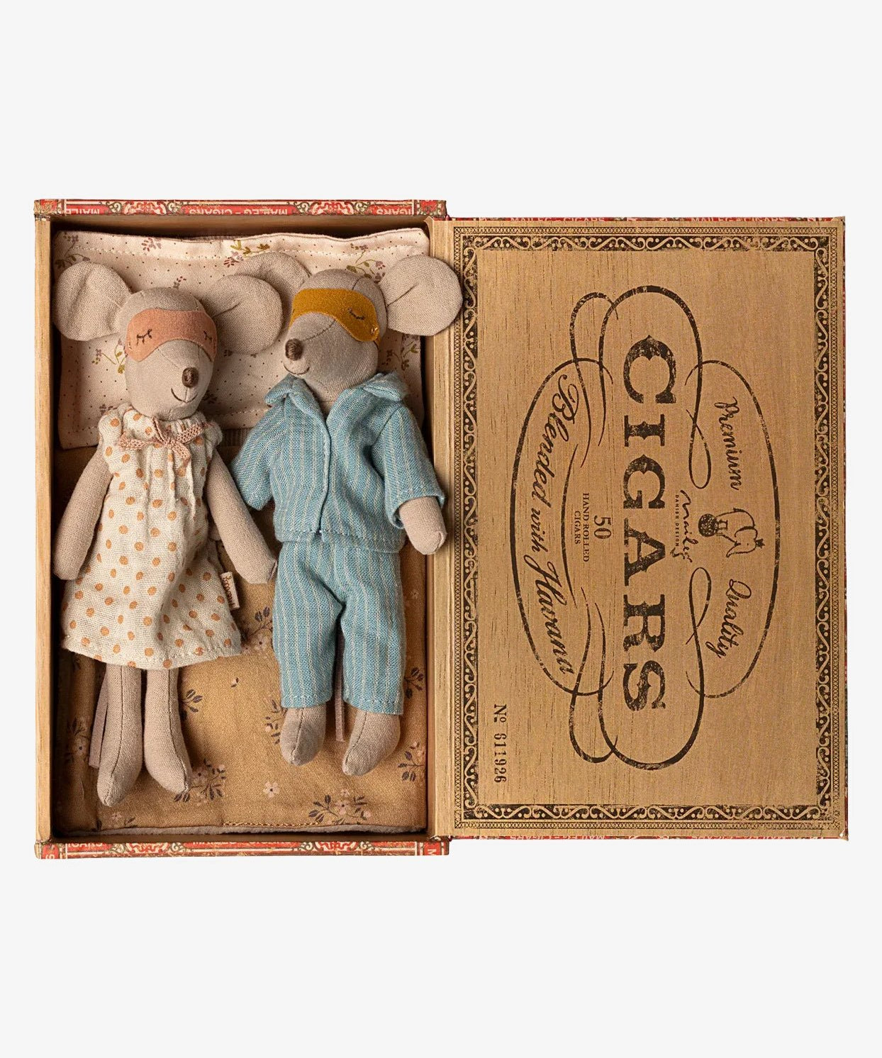 Maileg - Mama und Papa Mäuse in Zigarrenkiste - ROSA ECK