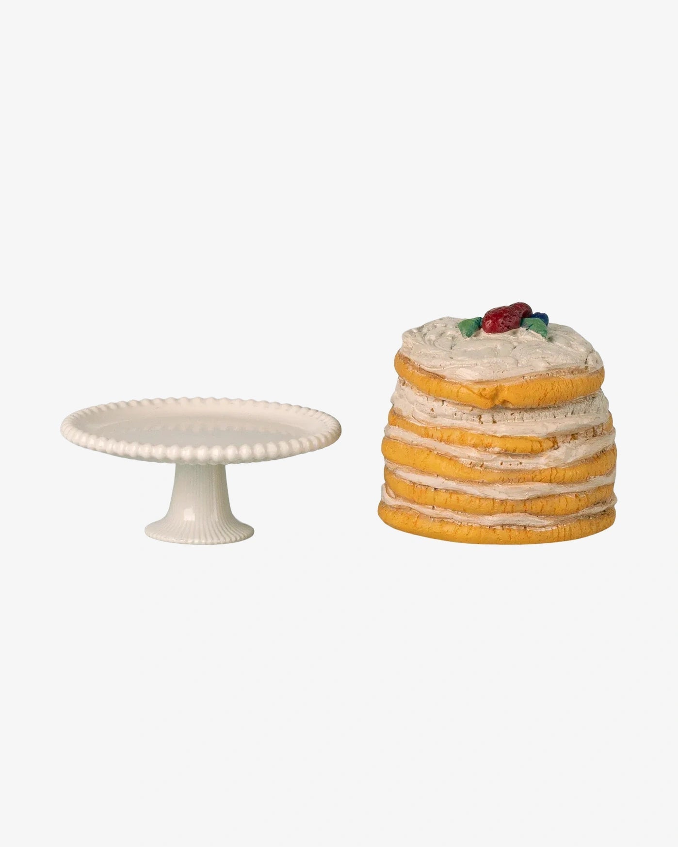 Maileg - Partykuchen und Kuchenplatte für Puppenhaus • Off-White - ROSA ECK