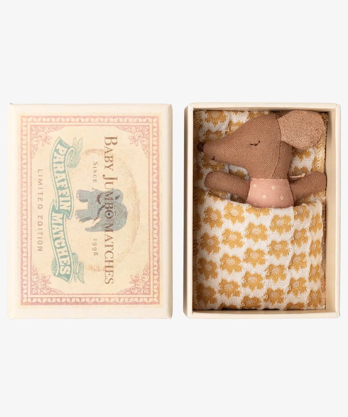 Maileg - Schläfrige Babymaus in Matchbox • Rose - ROSA ECK