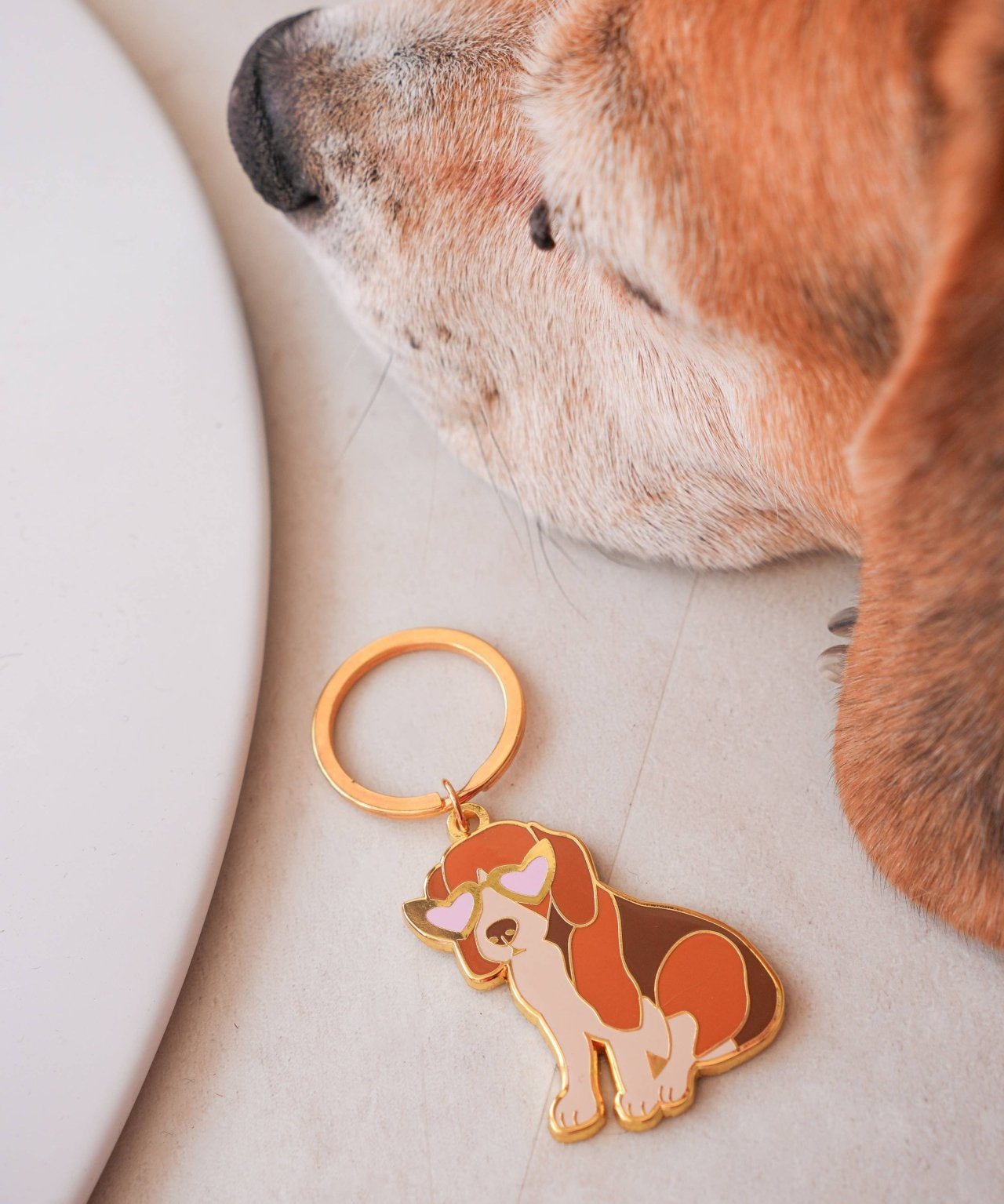 MALICIEUSE - BEAGLE Schlüsselanhänger - ROSA ECK