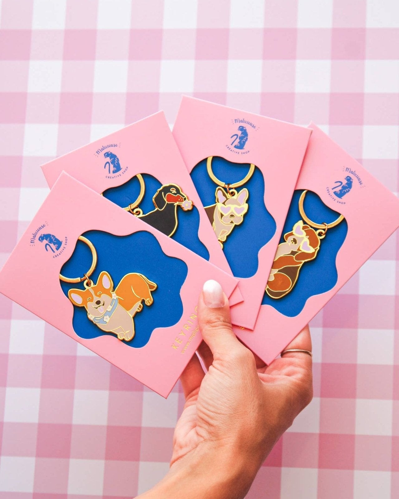 MALICIEUSE - CORGI Schlüsselanhänger - ROSA ECK