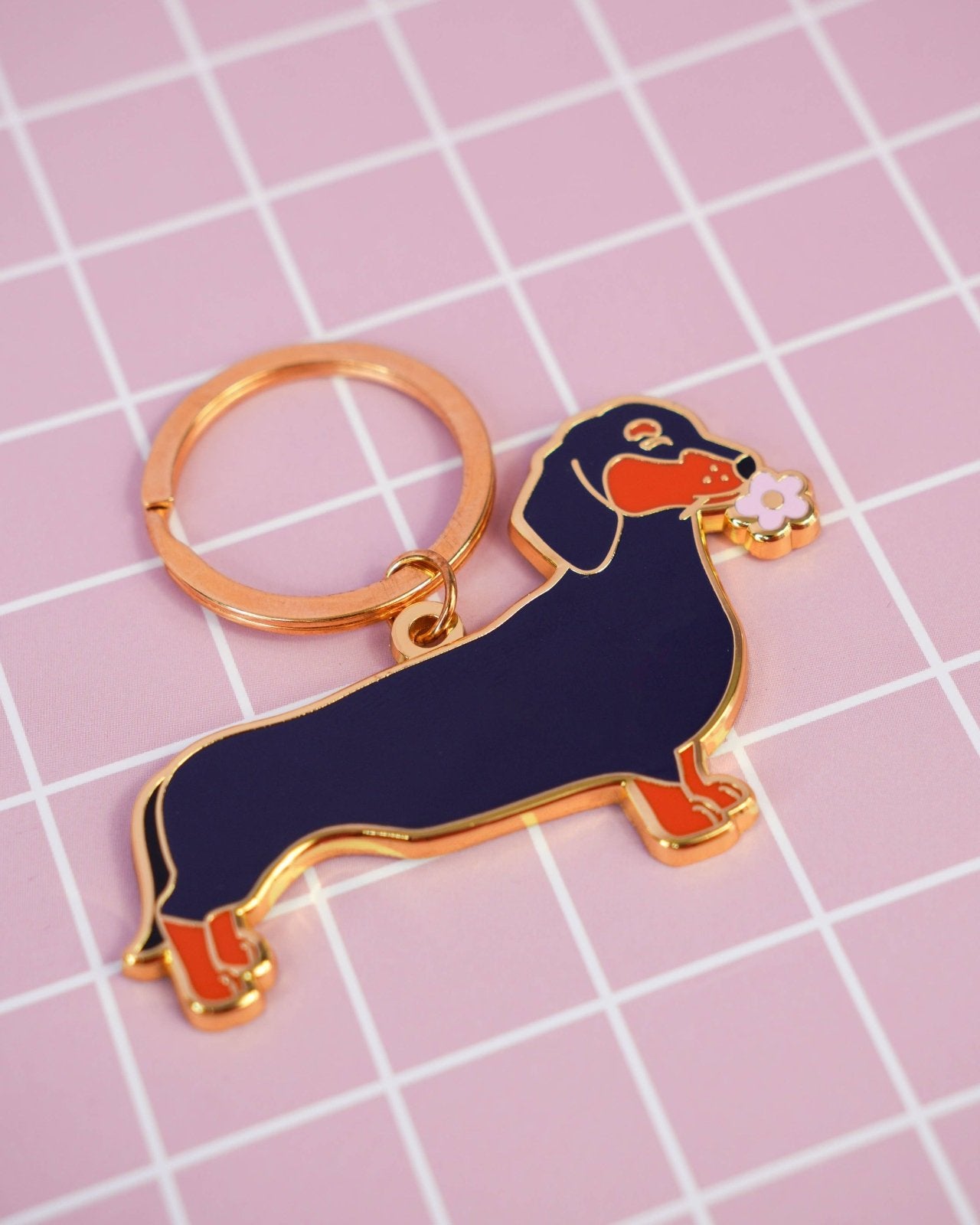 MALICIEUSE - DACKEL Schlüsselanhänger - ROSA ECK