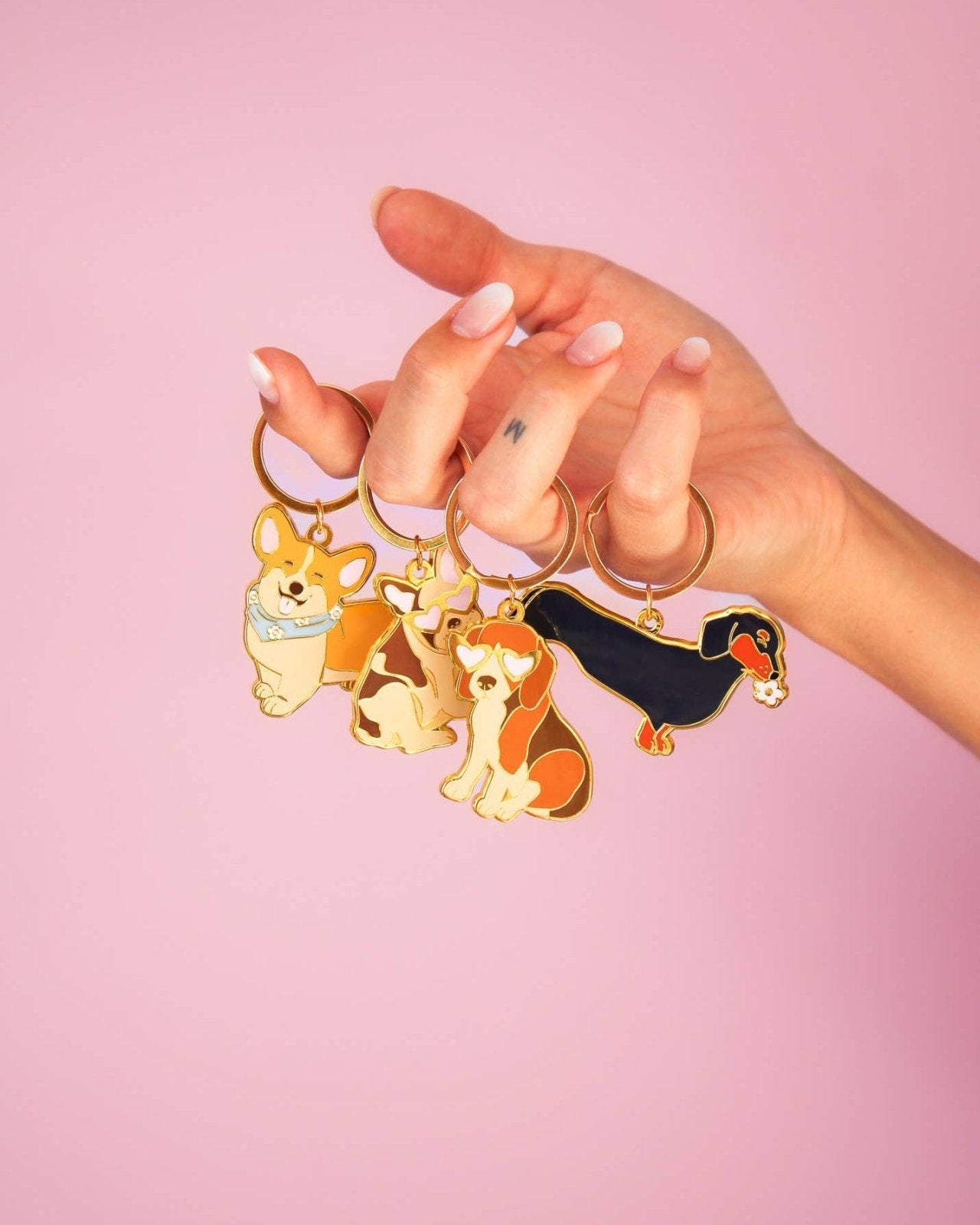 MALICIEUSE - DACKEL Schlüsselanhänger - ROSA ECK