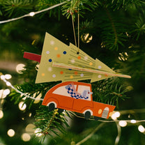milin - Weihnachtsanhänger aus Holz • 3D Dog with Tree - ROSA ECK