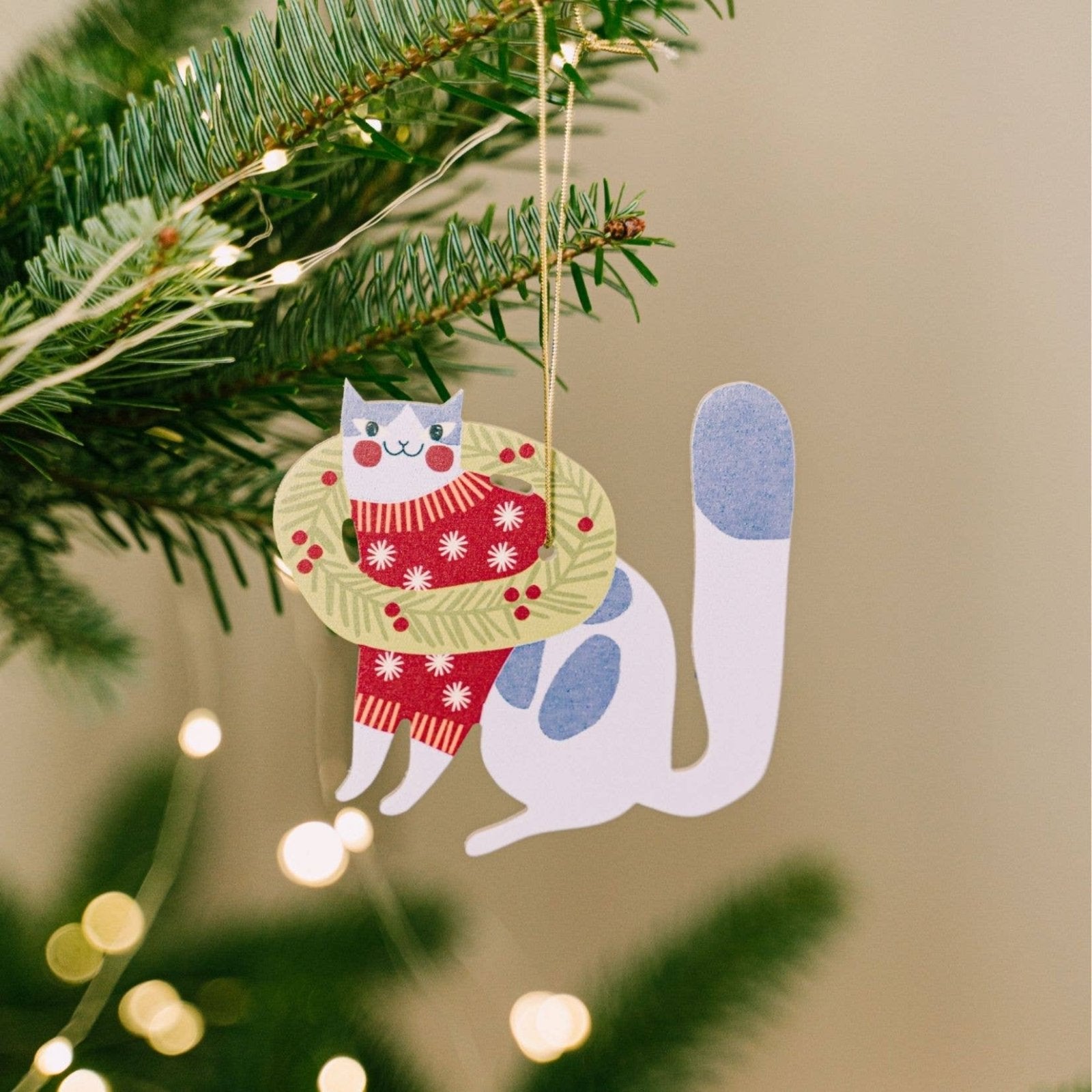 milin - Weihnachtsanhänger aus Holz • Funny Purple Cat - ROSA ECK