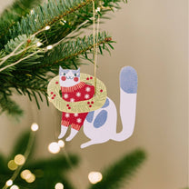milin - Weihnachtsanhänger aus Holz • Funny Purple Cat - ROSA ECK