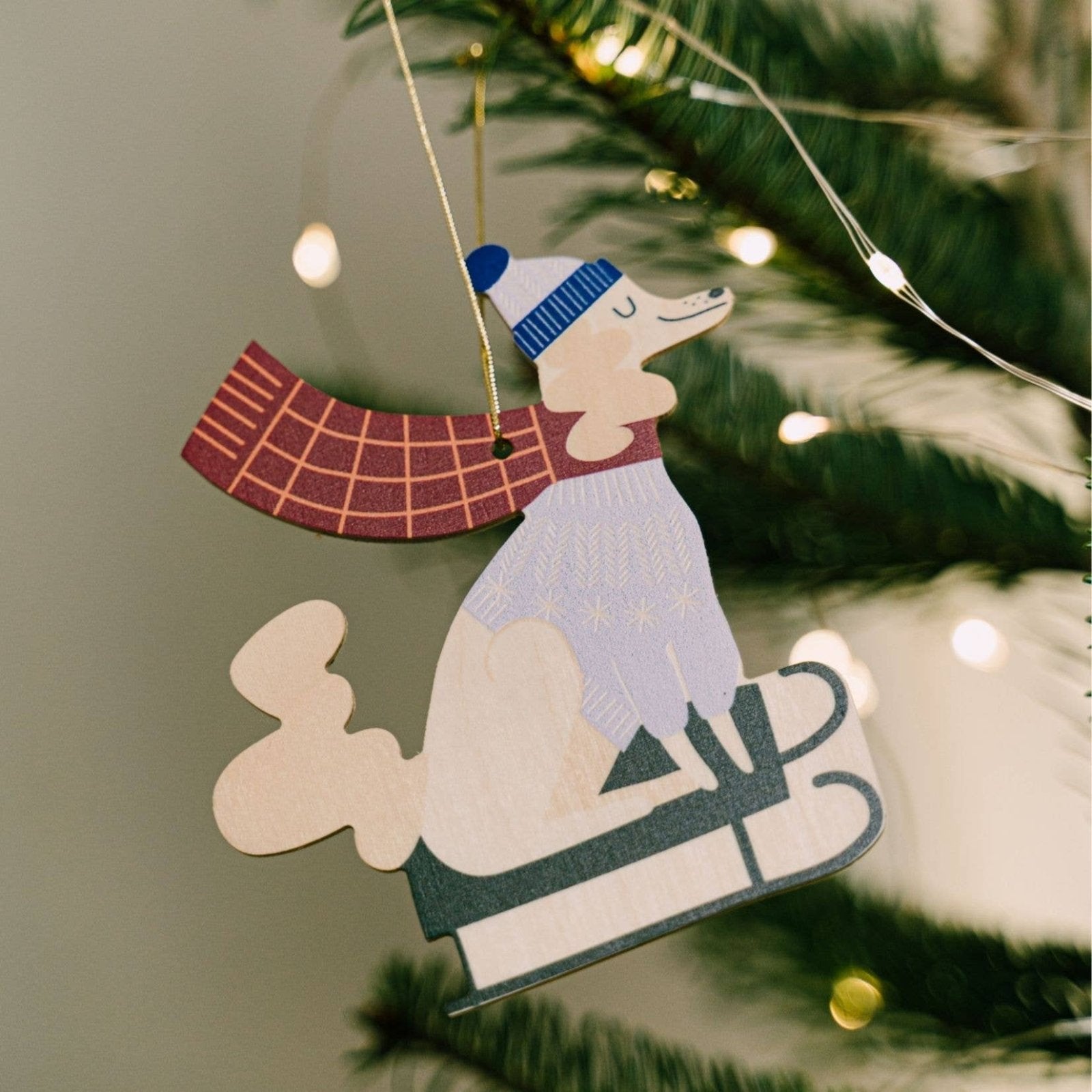 milin - Weihnachtsanhänger aus Holz • Funny Dog - Dekoration - ROSA ECK