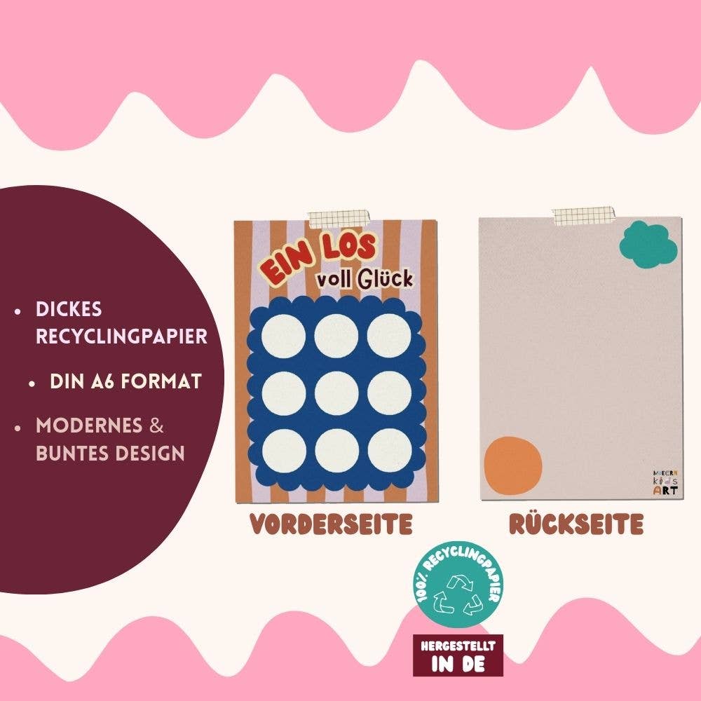 Modern Kids Art - DIY Glückslos Rubbelkarte • Glitzer - ROSA ECK