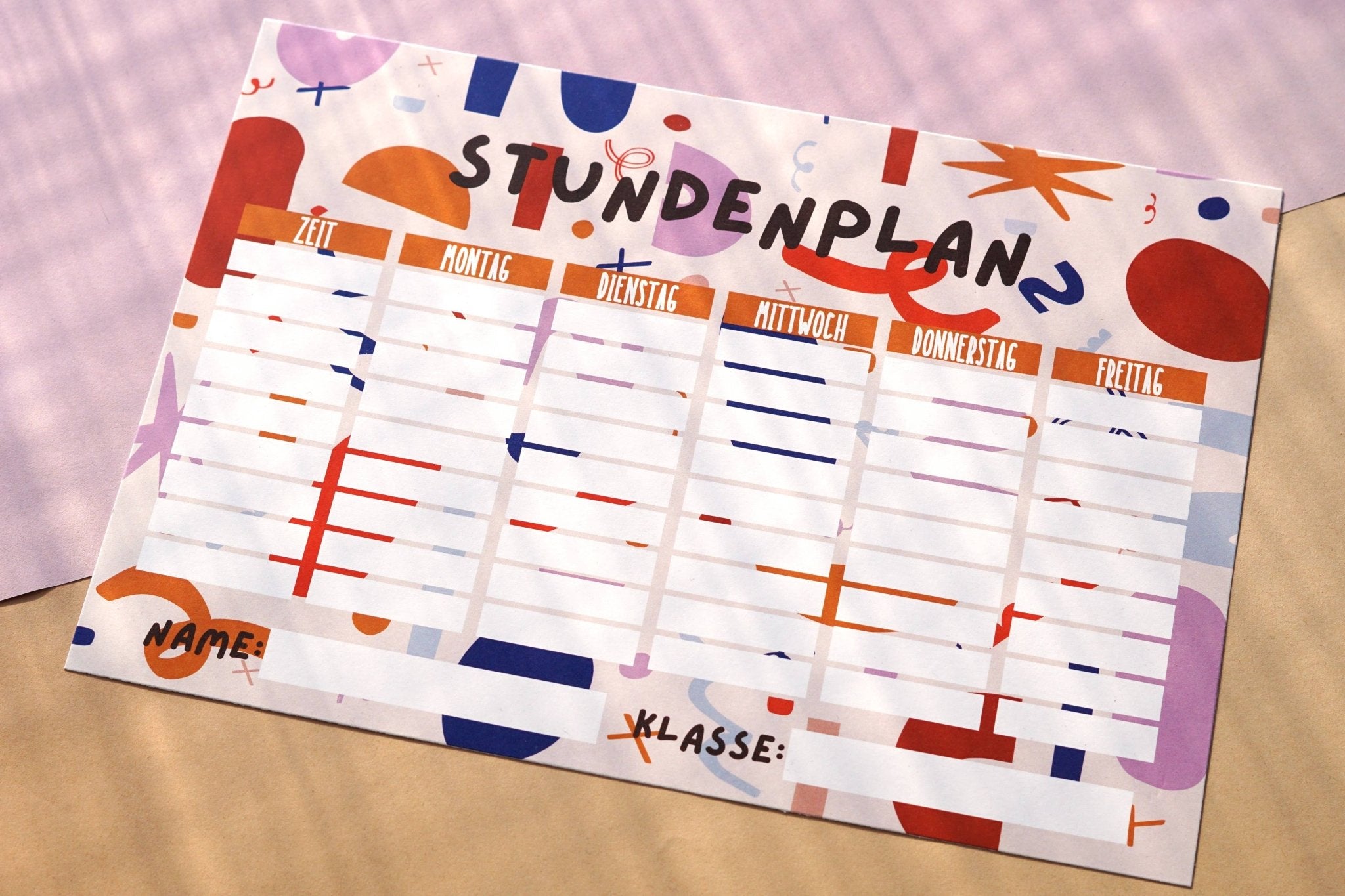 Modern Kids Art - Stundenplan • Colorful - ROSA ECK