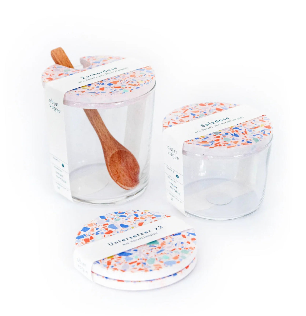 objet vague - Terrazzo Salzdose • Schwarz - Dose - ROSA ECK Concept Store