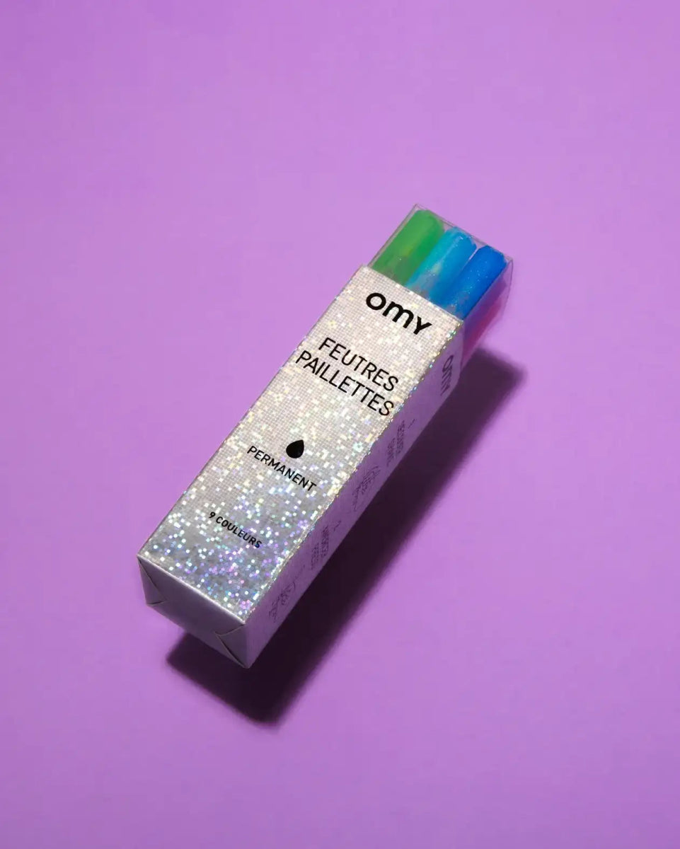 OMY - Mehrfarbige Filzstifte (9 Stück) • Glitzer - Filzstift - ROSA ECK Concept Store