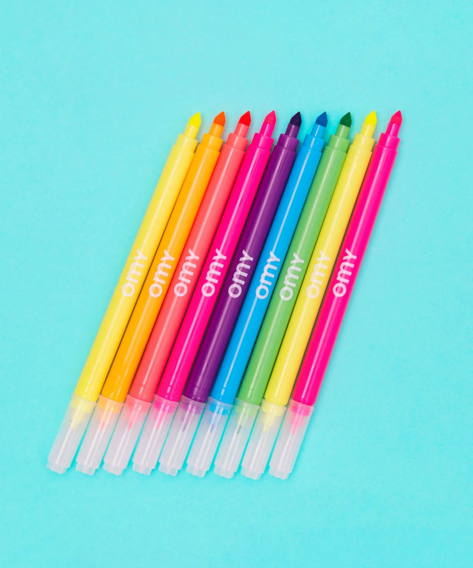 OMY - Mehrfarbige Filzstifte (9er - Set) • Fluoreszierend - Filzstift - ROSA ECK Concept Store