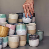 onomao - TRADITIONELL Becher (280 ml) Türkis Dipped - ROSA ECK - Türkis, ,