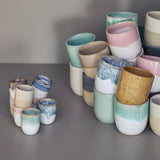 onomao - TRADITIONELL Becher (280 ml) Türkis Dipped - ROSA ECK - Türkis, ,