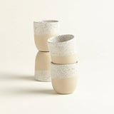 onomao - TRADITIONELL Espressobecher Sand Dipped - ROSA ECK - Becher, Beige, Weiß
