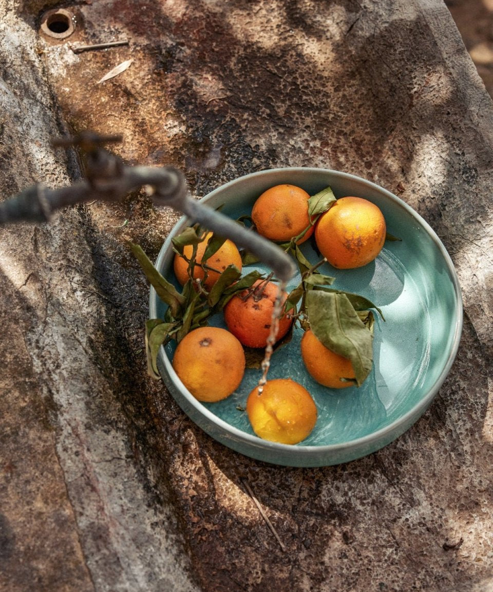 onomao - TRADITIONELL Große Schale (⌀ 30 cm) Türkis - ROSA ECK - Schüssel, Türkis,