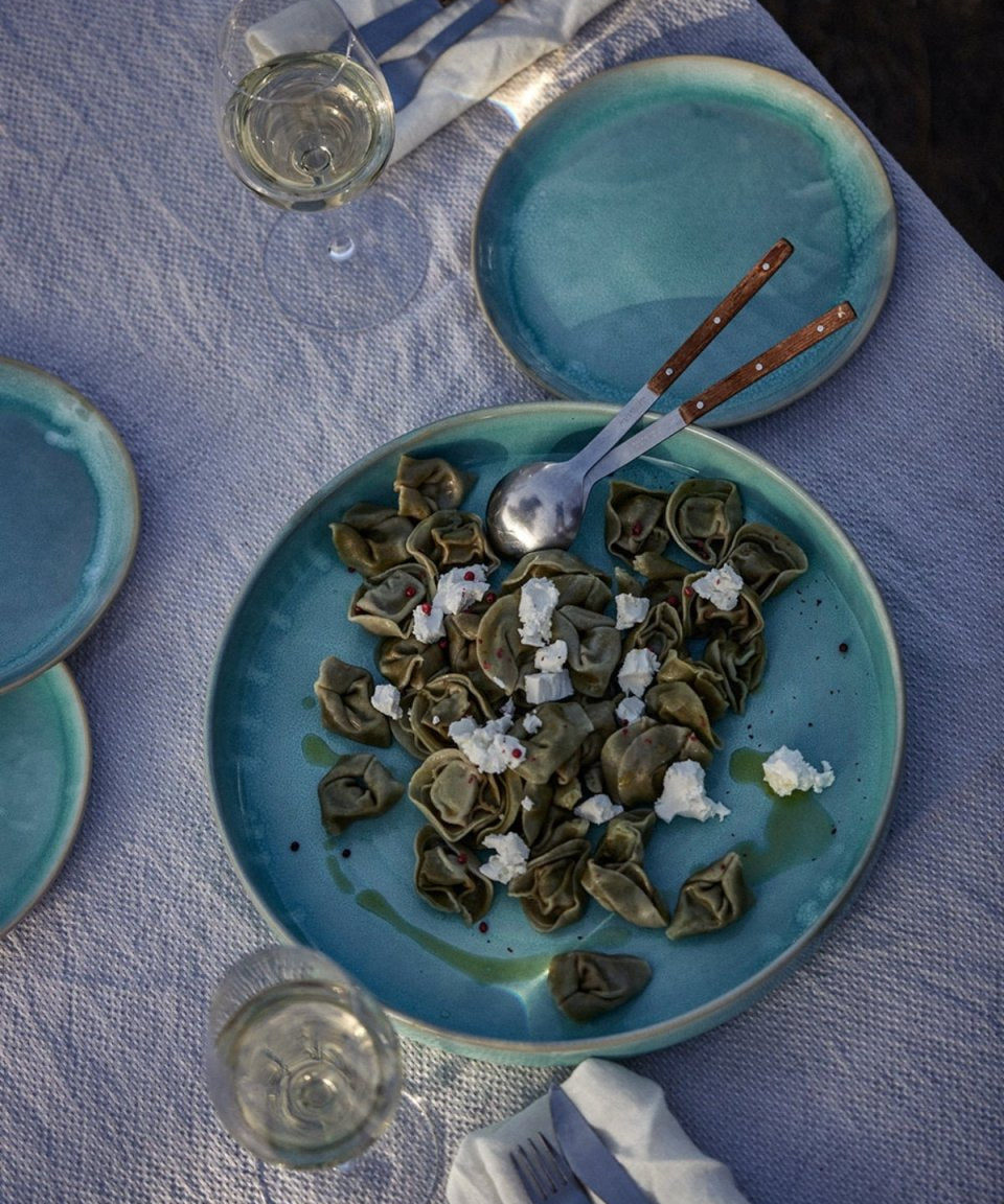 onomao - TRADITIONELL Große Schale (⌀ 30 cm) Türkis - ROSA ECK - Schüssel, Türkis,