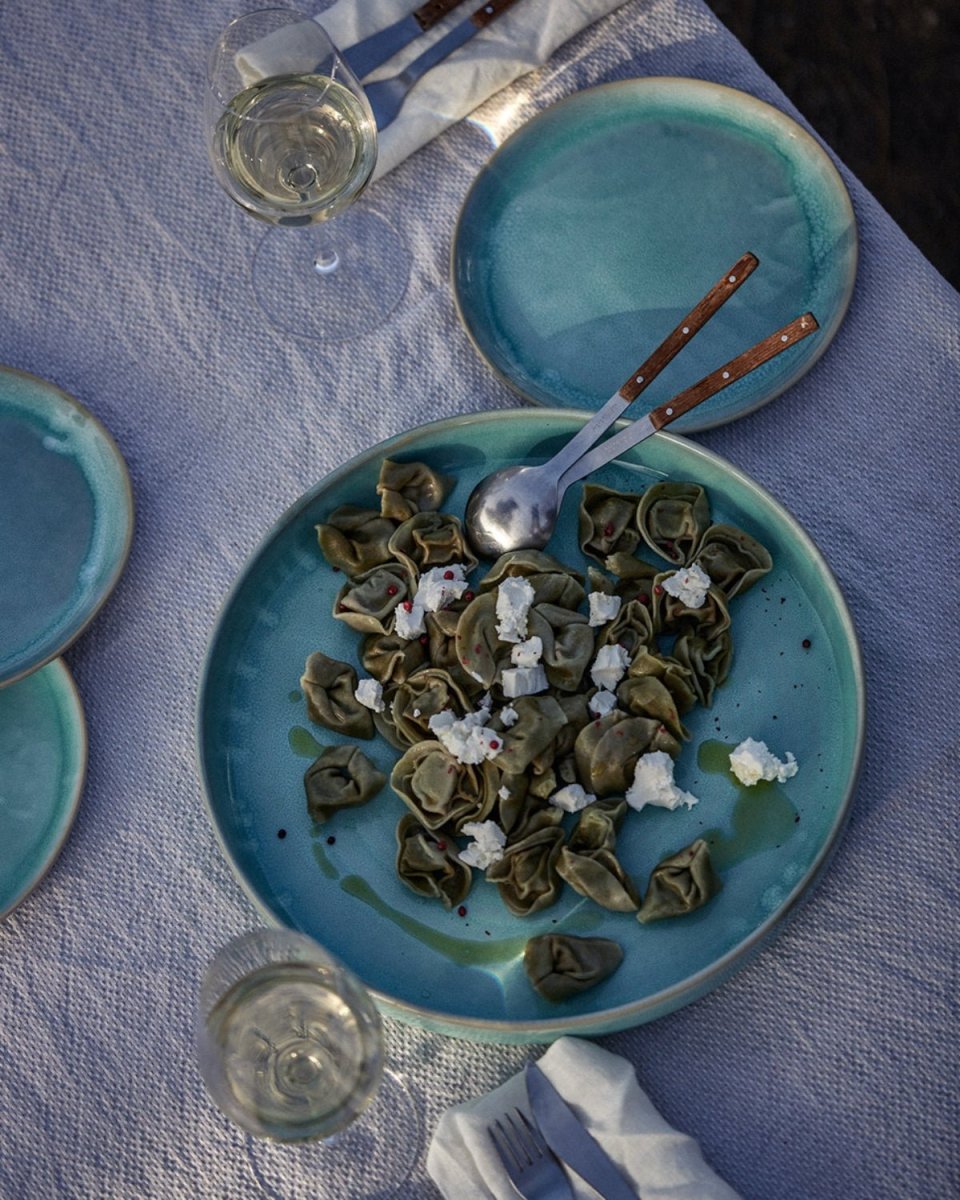 onomao - TRADITIONELL Große Schale (⌀ 30 cm) Türkis - ROSA ECK - Schüssel, Türkis,