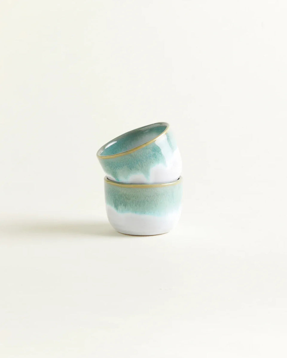 onomao - TRADITIONELL Kleiner Becher (150 ml) • Türkis Dipped - Kaffee - und Teetasse - ROSA ECK Concept Store