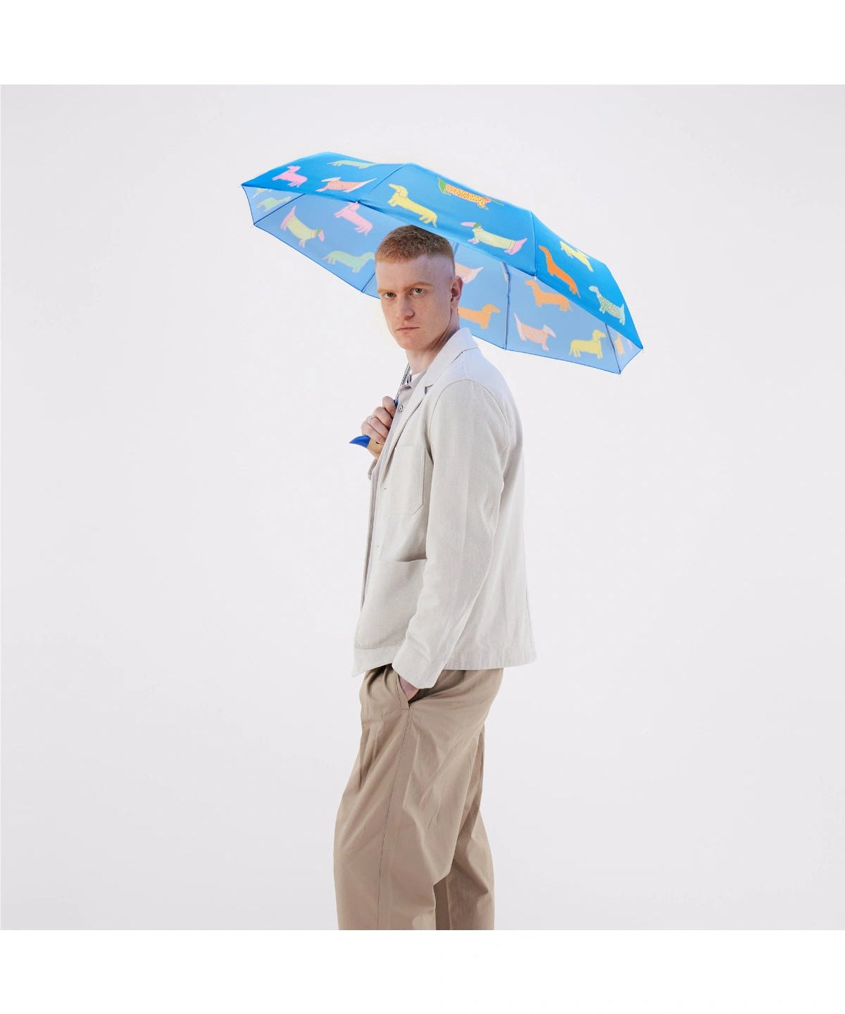 Original Duckhead - Regenschirm mit Entenkopf • Blue Dachshund - ROSA ECK