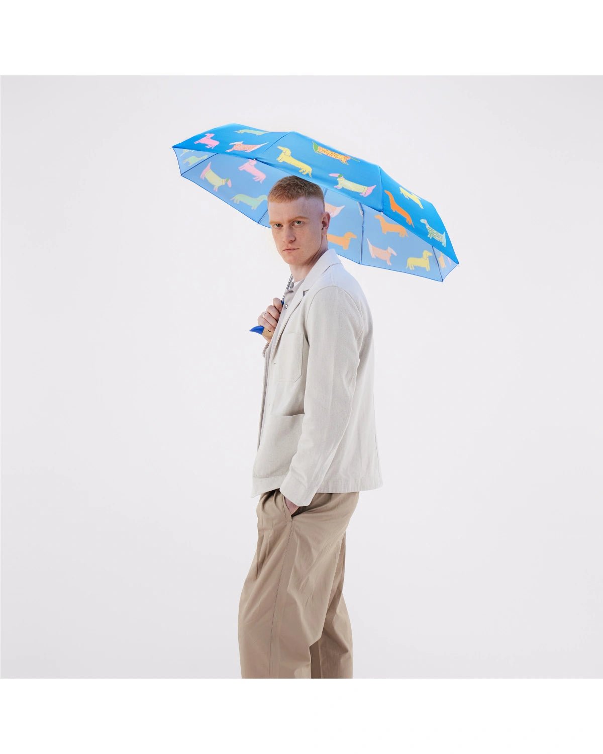 Original Duckhead - Regenschirm mit Entenkopf • Blue Dachshund - ROSA ECK