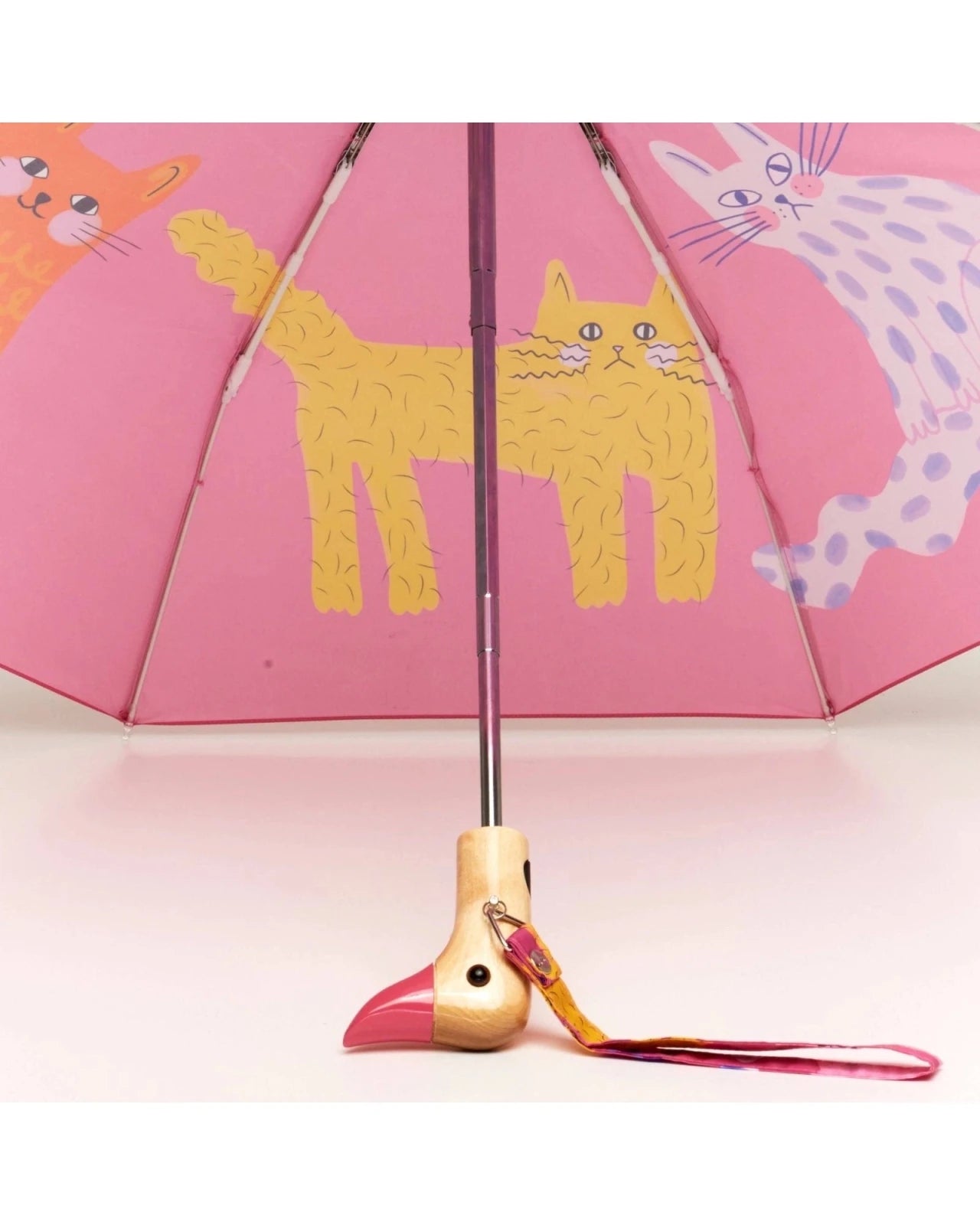 Original Duckhead - Regenschirm mit Entenkopf • Fuchsia Arty Cats - ROSA ECK