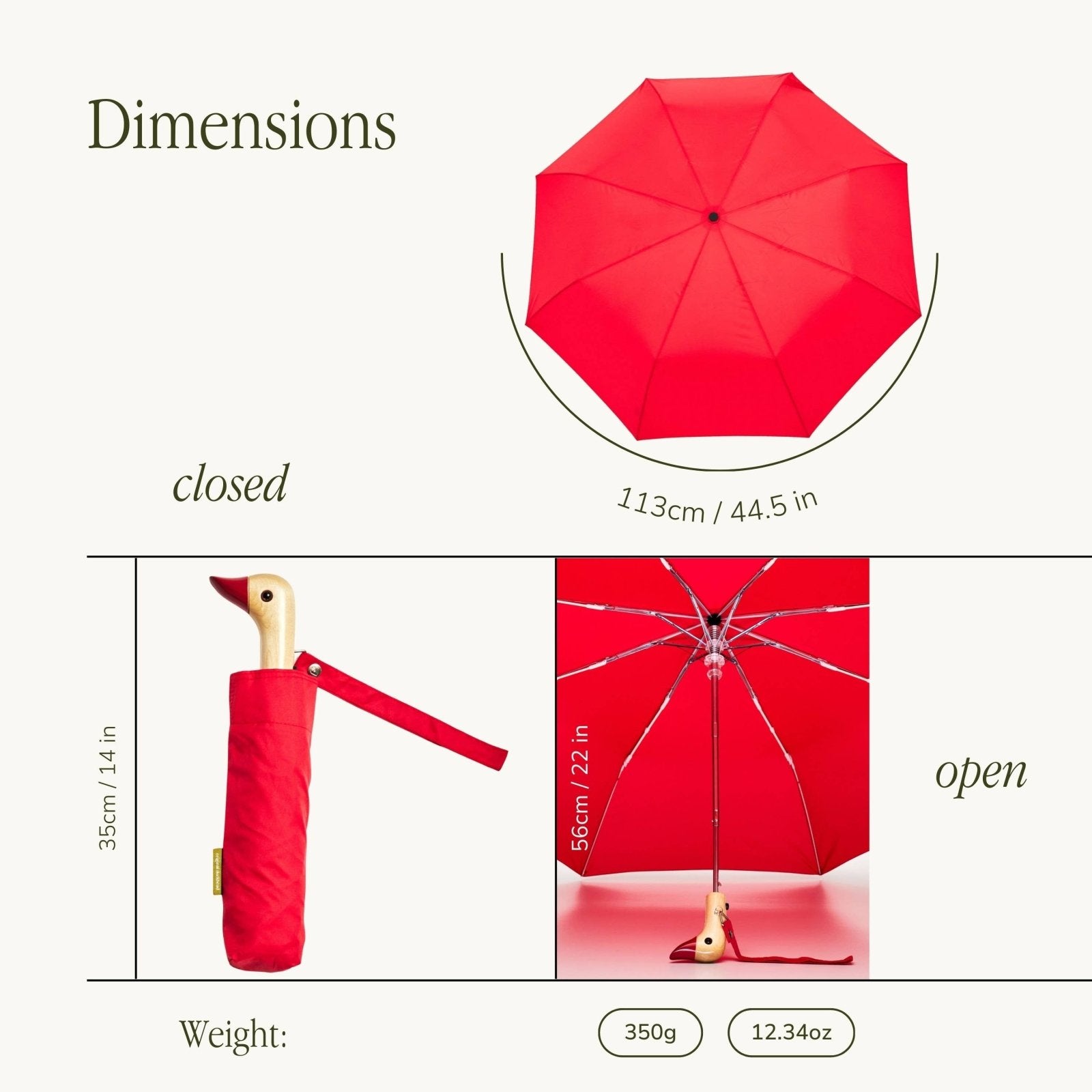 Original Duckhead - Regenschirm mit Entenkopf • Tomato Red - Regenschirm - ROSA ECK Concept Store