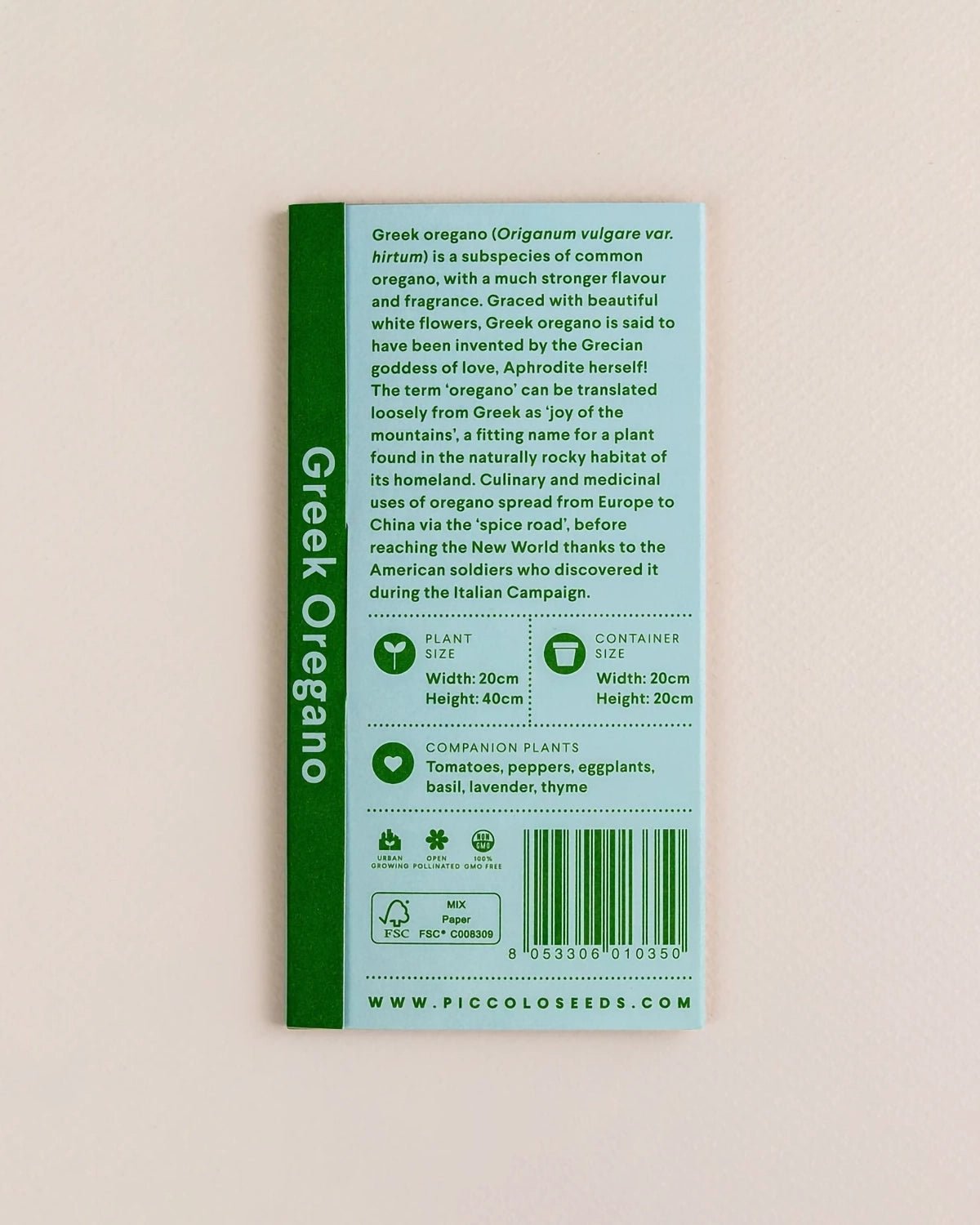 Piccolo Seeds - OREGANO Greek Saatgut für Oregano - Saatgut - ROSA ECK Concept Store