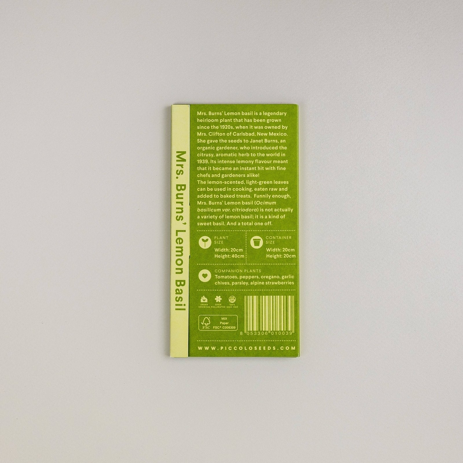 Piccolo Seeds - Saatgut für Basilikum • Basil Mrs. Burns Lemon - ROSA ECK