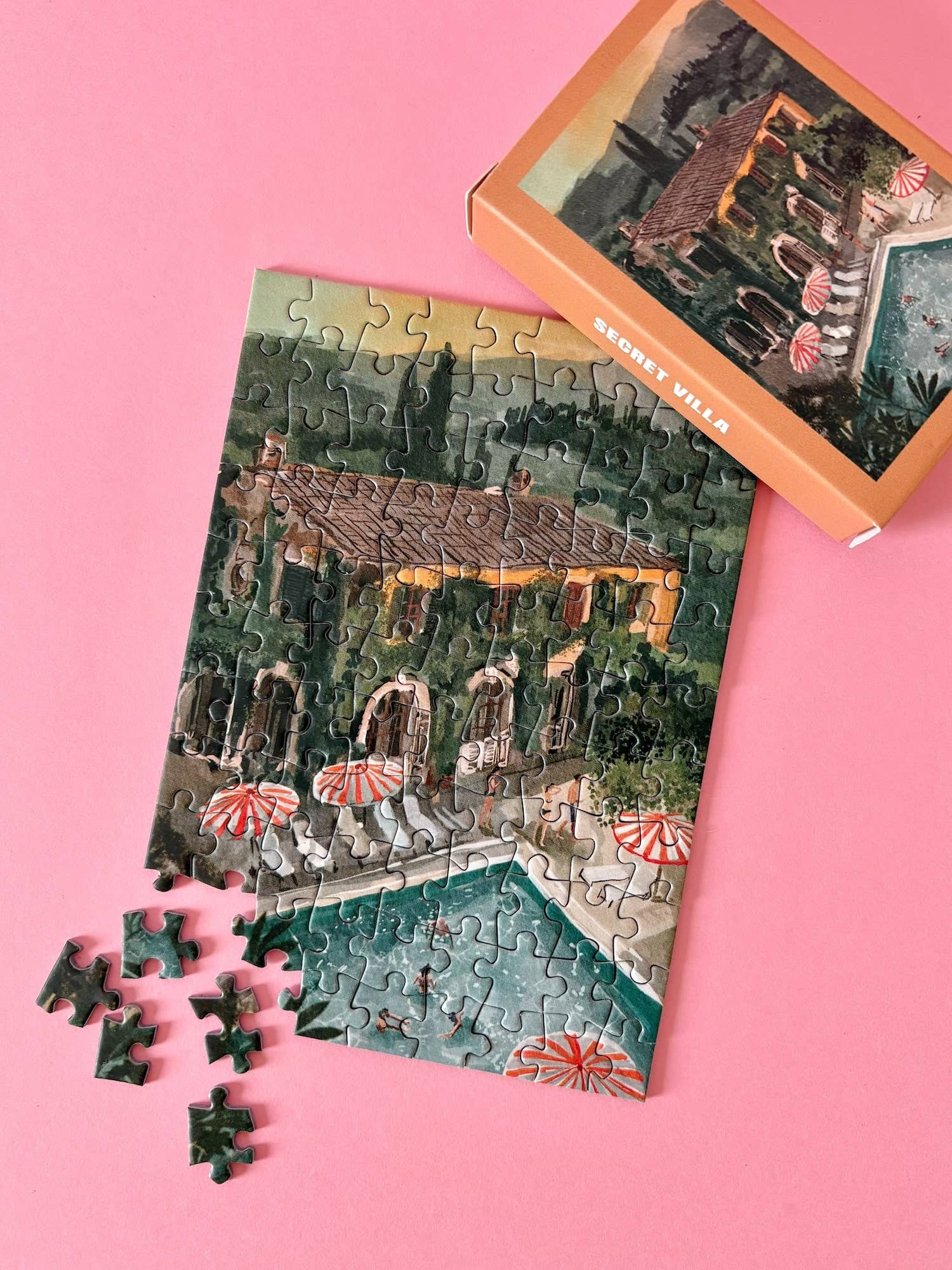 Piecely Puzzles - SECRET VILLA Mini - Puzzle (99 Teile) - ROSA ECK