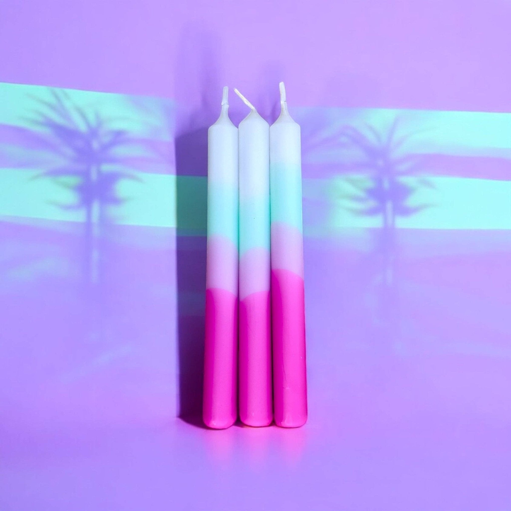 Pink Stories - Dip Dye Neon* Kerzen 3er - Set • Triple Indigo - ROSA ECK
