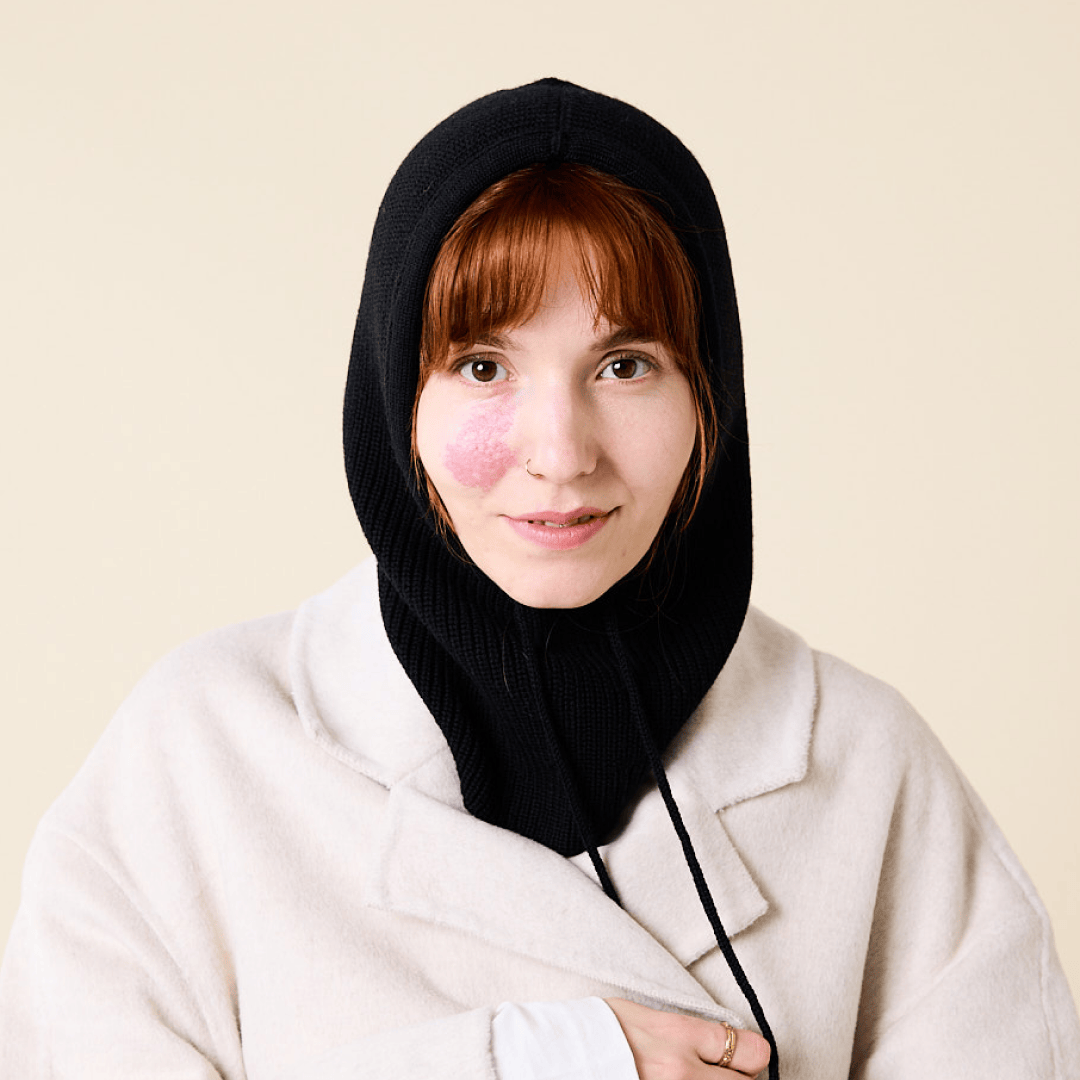 popeia - Balaclava aus Merinowolle | Schwarz - ROSA ECK - haube, Rot,