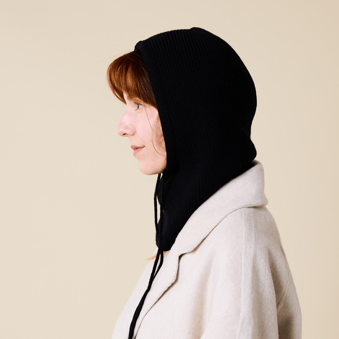 popeia - Balaclava aus Merinowolle | Schwarz - ROSA ECK - haube, Rot,