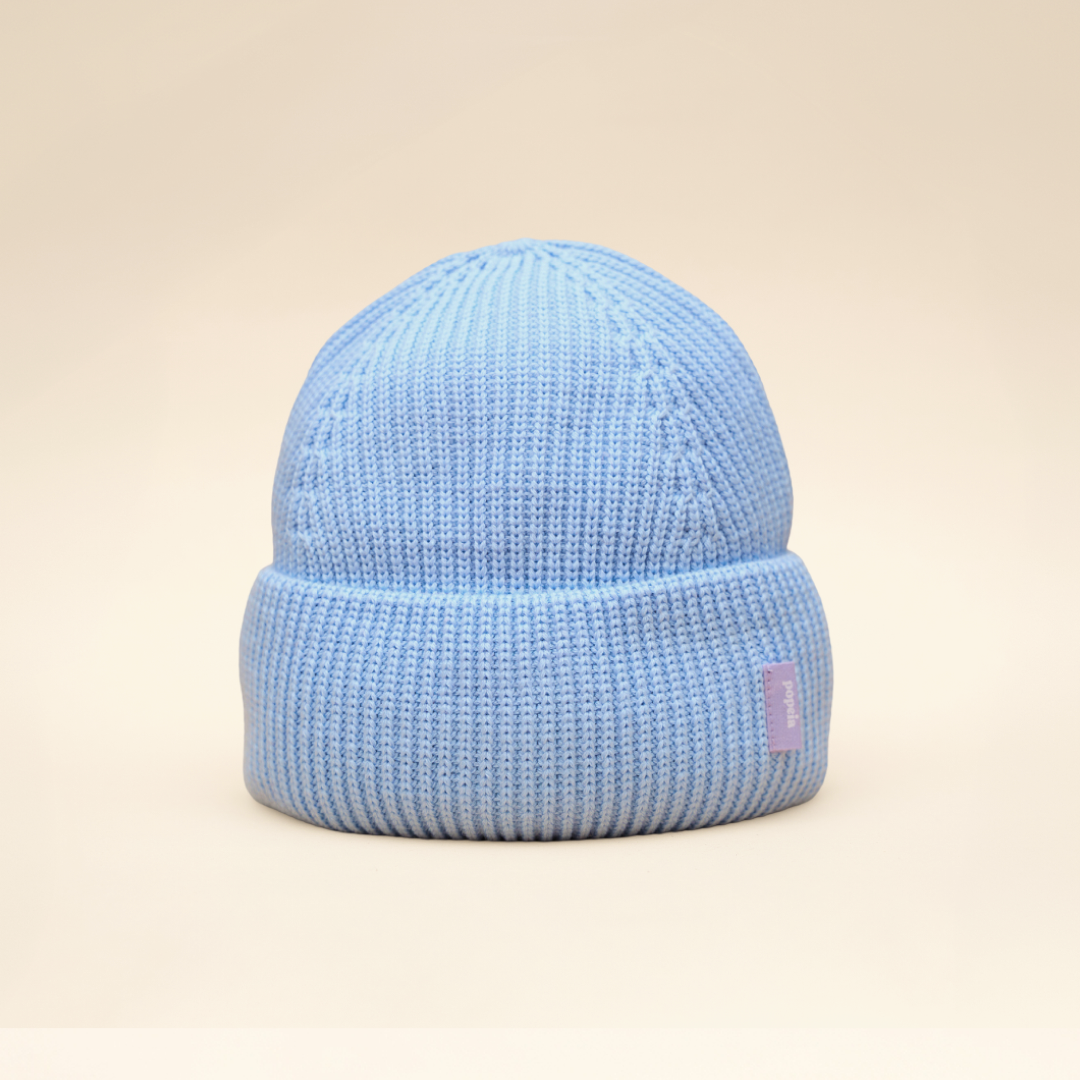 Beanie aus Merinowolle in Hellblau von popeia