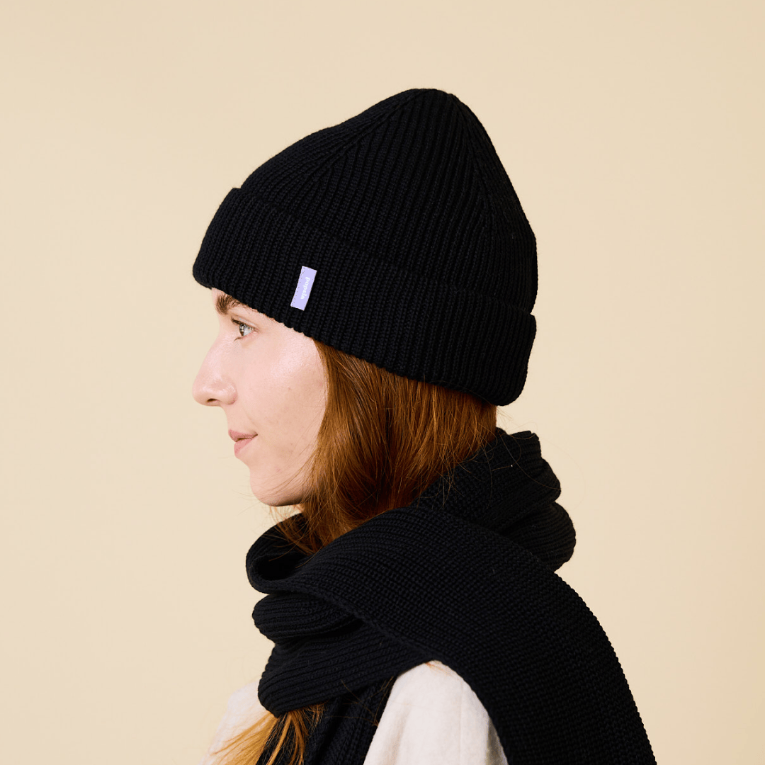 popeia - Beanie aus Merinowolle | Schwarz - ROSA ECK - , ,