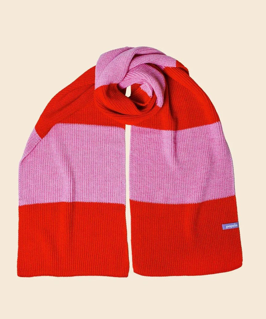 Popeia - Gestreifter Schal aus Merinowolle • Pink/Rot - Schal - ROSA ECK