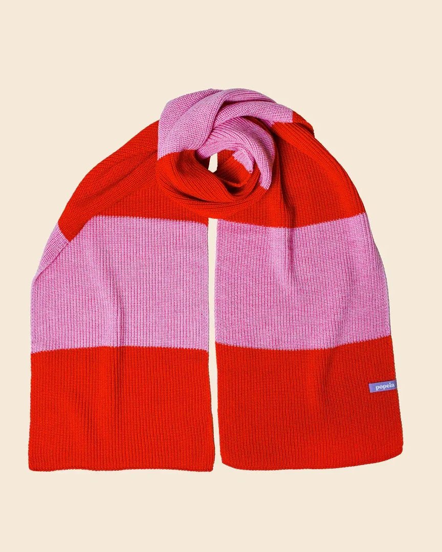 Popeia - Gestreifter Schal aus Merinowolle • Pink/Rot - Schal - ROSA ECK