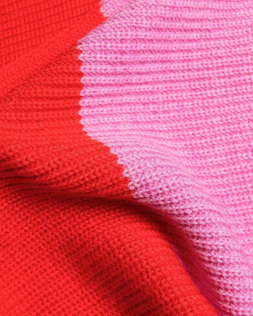 Popeia - Gestreifter Schal aus Merinowolle • Pink/Rot - Schal - ROSA ECK