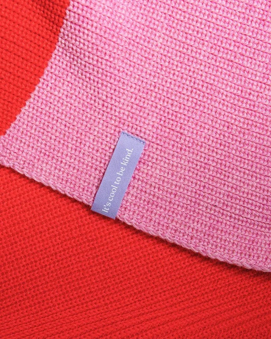 Popeia - Gestreifter Schal aus Merinowolle • Pink/Rot - Schal - ROSA ECK