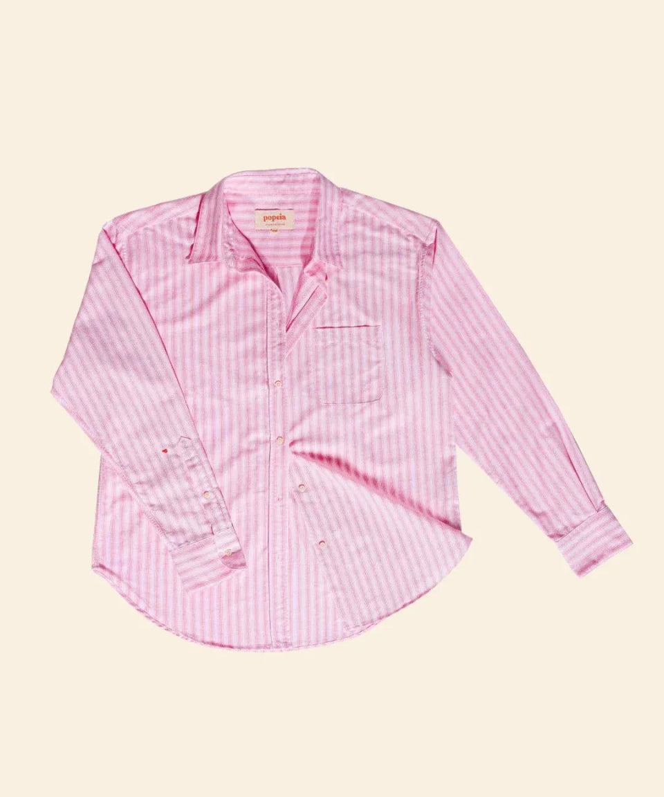 popeia - Hemdbluse Gestreift aus Bio - Baumwolle • Pink/Rot - Hemd - ROSA ECK Concept Store