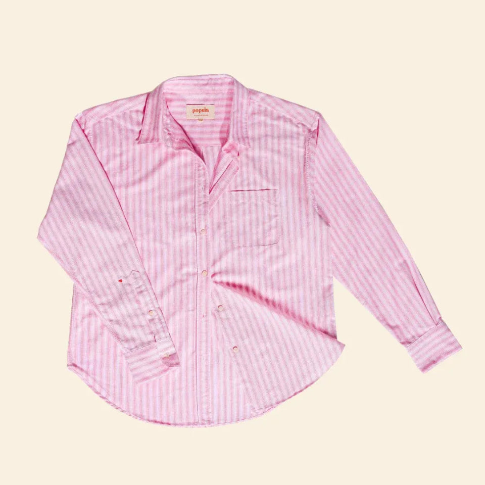 popeia - Hemdbluse Gestreift aus Bio - Baumwolle • Pink/Rot - Hemd - ROSA ECK Concept Store
