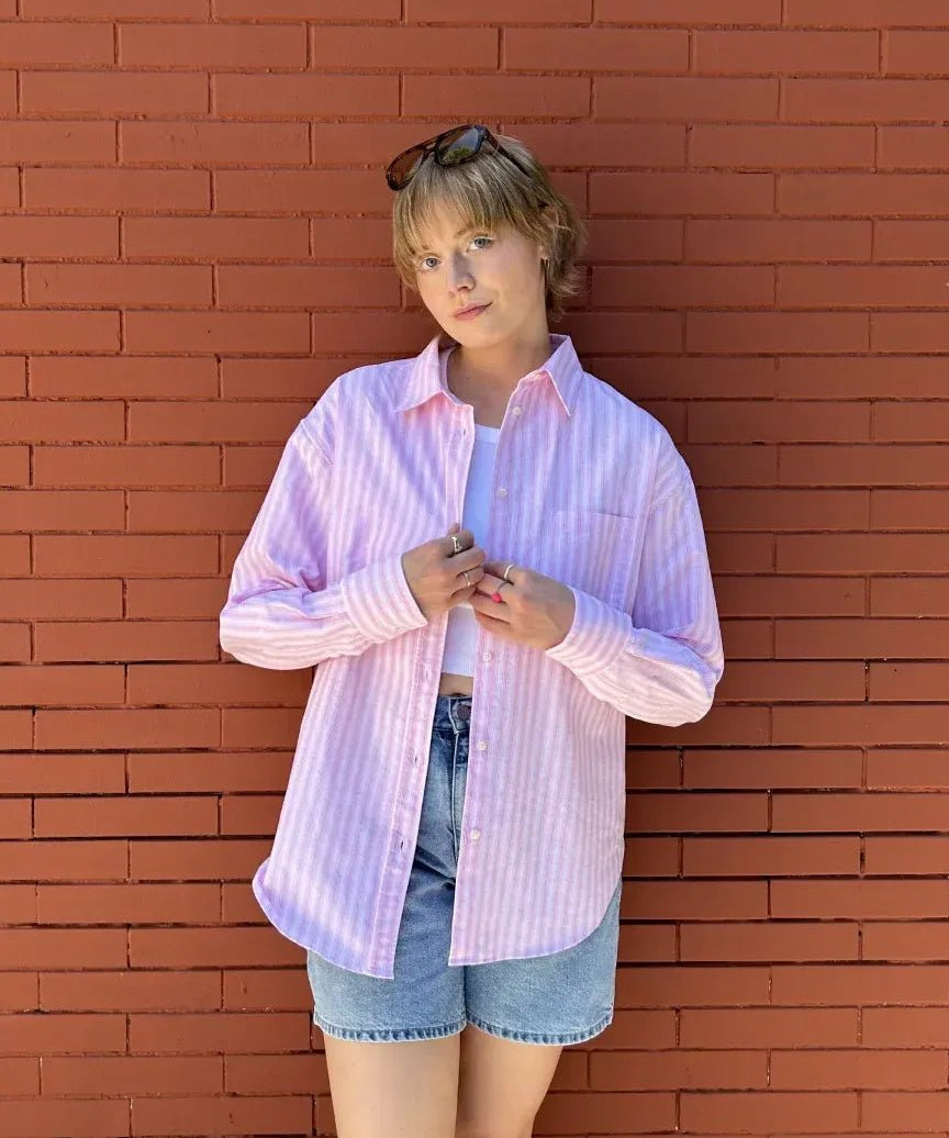 popeia - Hemdbluse Gestreift aus Bio - Baumwolle • Pink/Rot - Hemd - ROSA ECK Concept Store
