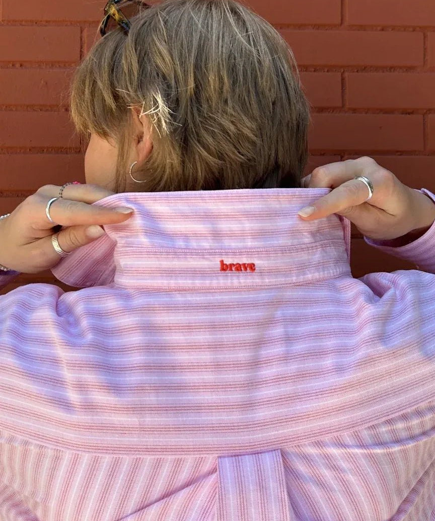 popeia - Hemdbluse Gestreift aus Bio - Baumwolle • Pink/Rot - Hemd - ROSA ECK Concept Store