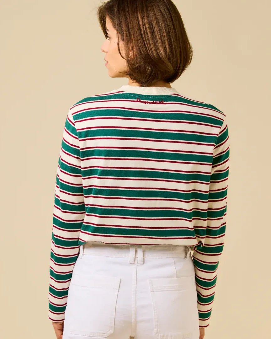 popeia - Langarmshirt aus Bio - Baumwolle • Dunkelgrün/Bordeaux - Langarmshirt - ROSA ECK