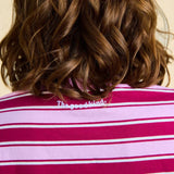 popeia - Langarmshirt Gestreift aus Bio - Baumwolle • Aubergine/Pink - ROSA ECK