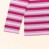 popeia - Langarmshirt Gestreift aus Bio - Baumwolle • Aubergine/Pink - ROSA ECK