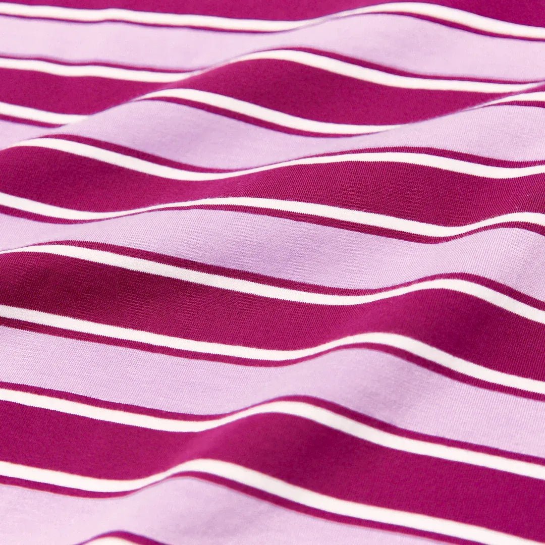 popeia - Langarmshirt Gestreift aus Bio - Baumwolle • Aubergine/Pink - ROSA ECK